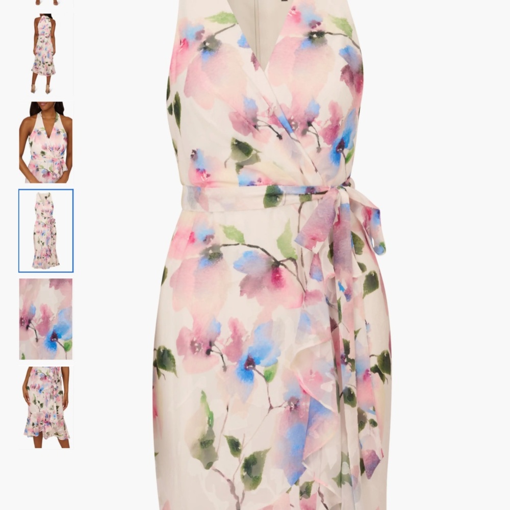 Adrianna Papell Floral Tie Belt High-Low Dress - Picture 4 of 16